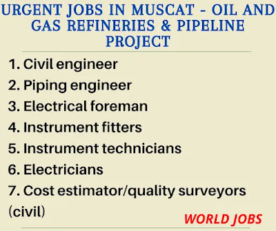 Urgent jobs in Muscat - Oil and gas refineries & pipeline project