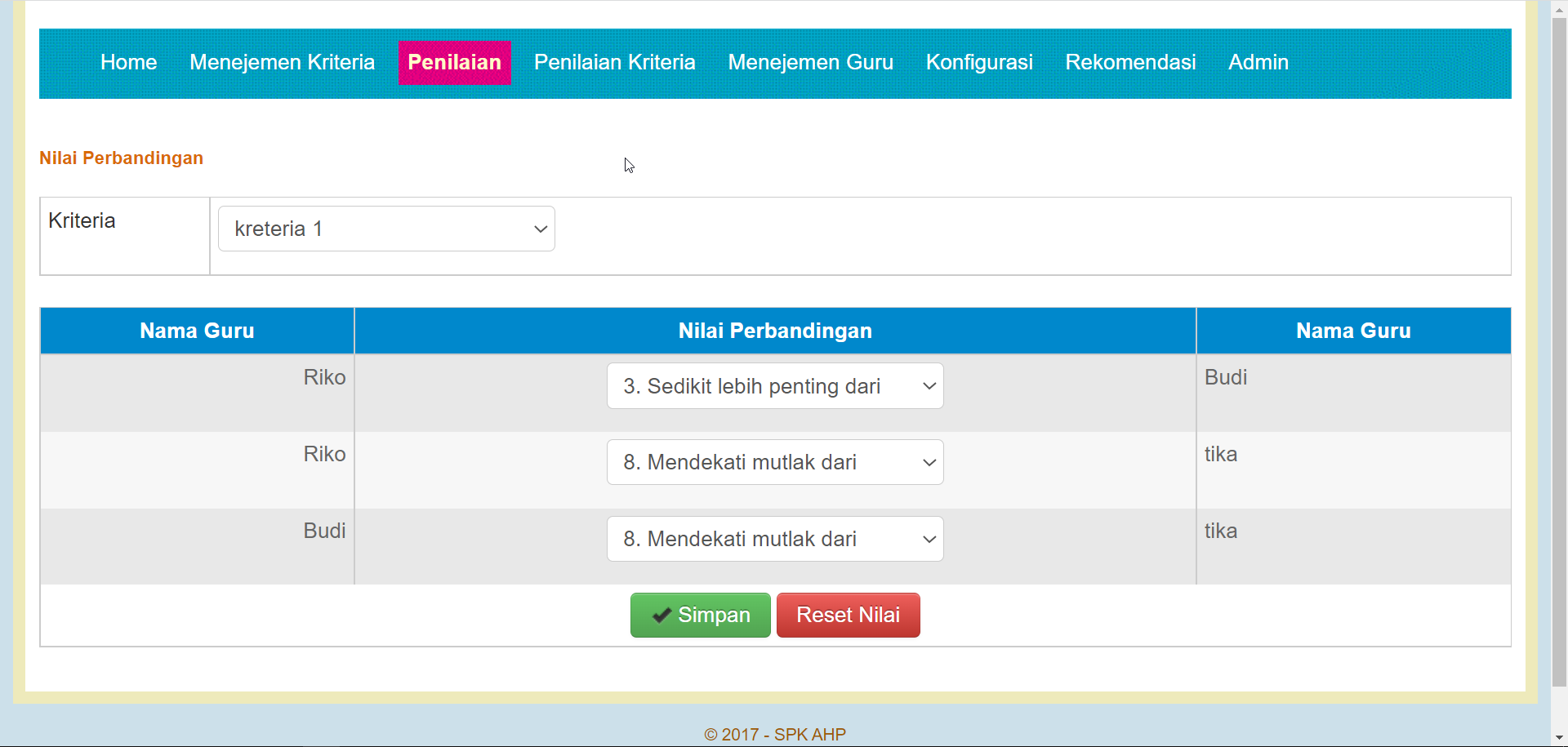 Seleksi Guru Berprestasi Metode AHP