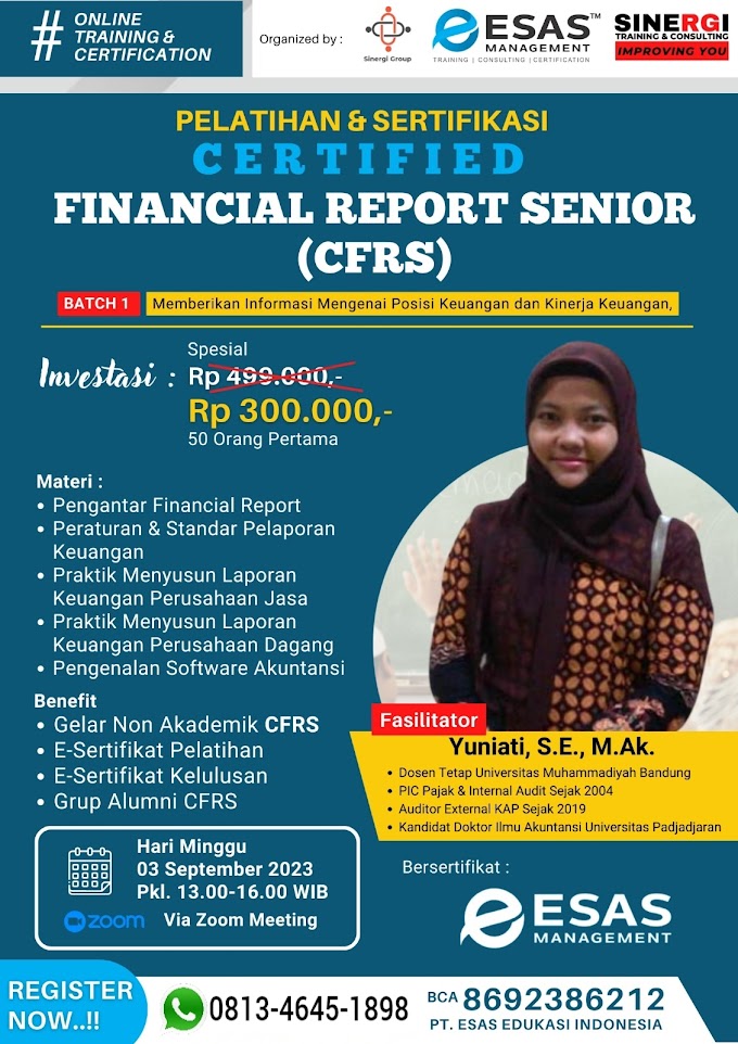 WA.0813-4645-1898 |  Certified Financial Report Seniot (CFRS) 3 September 2023