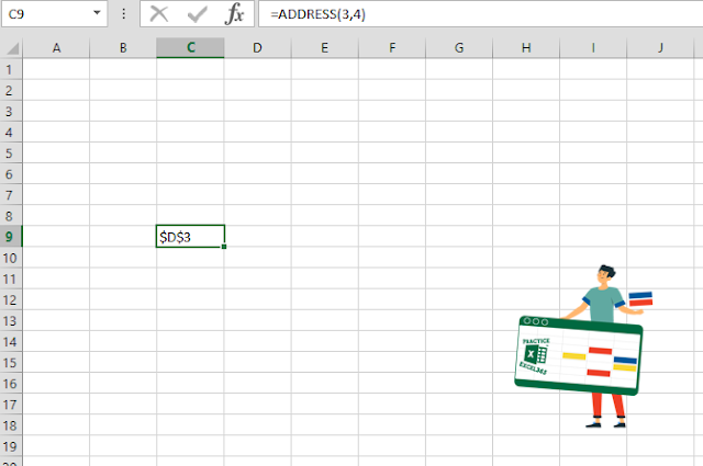 شرح صيغة الدالة ADDRESS في برنامج مايكروسوفت Excel