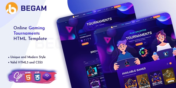 Best Online Gaming Tournaments HTML Template