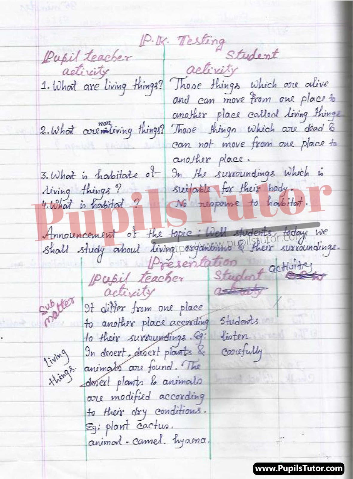 Real School Teaching Skill Living Things Lesson Plan For B.Ed And Deled In English Free Download PDF And PPT (Power Point Presentation And Slides) – (Page And Image Number 2) – PupilsTutor