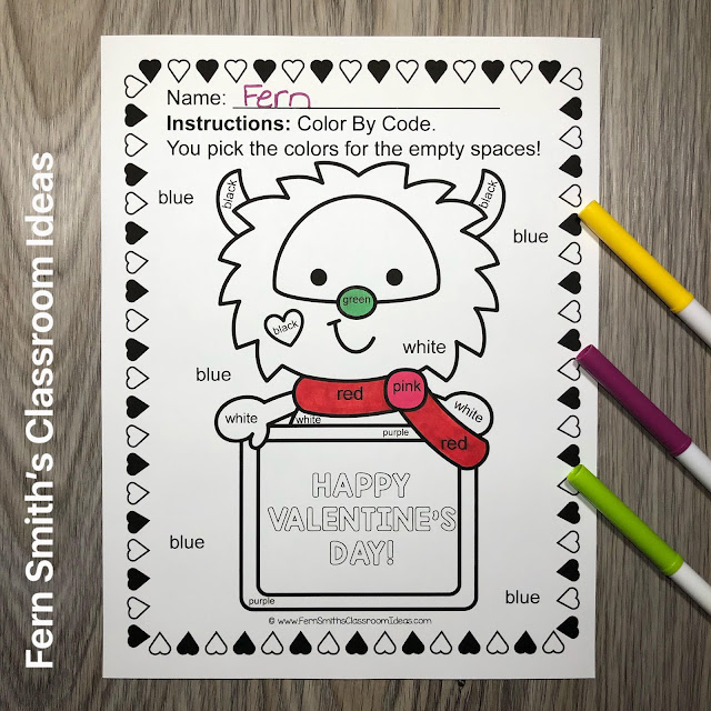 Grab This St. Valentine's Day FUNKY Color By Code Kindergarten Know Your Colors Worksheets Resource For Your Classroom To Print and Use TODAY!