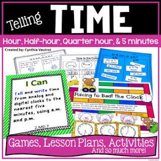 These telling time activities are perfect for students in 2nd through 3rd grade who are ready to learn how to tell time beyond just identifying the hour. Packed full of fun activities, it's easy to differentiate and meet your students where they are in their telling time learning journey. Includes pre and post assessments to make your teacher life even easier!