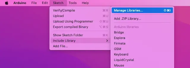 Go to Sketch -> Include Library -> Manage Libraries...
