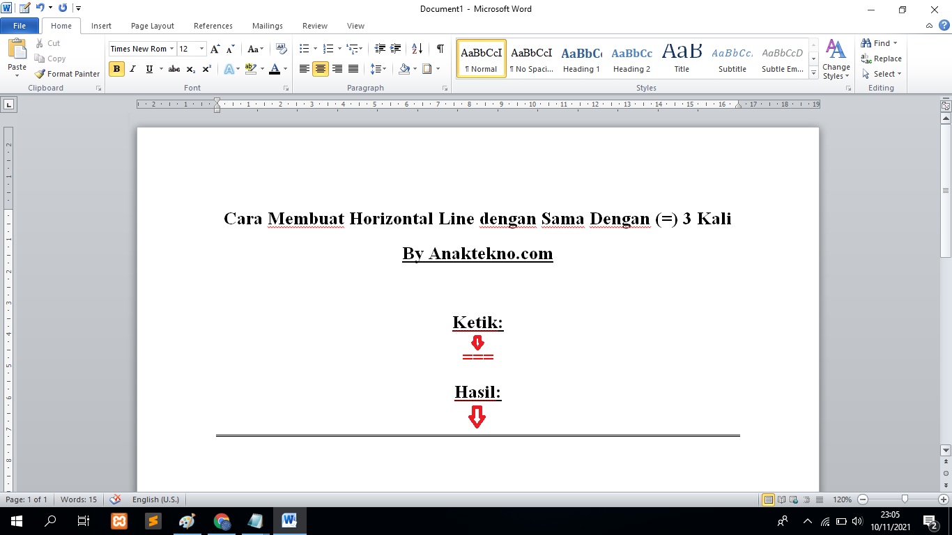 Cara membuat 2 garis horizontal