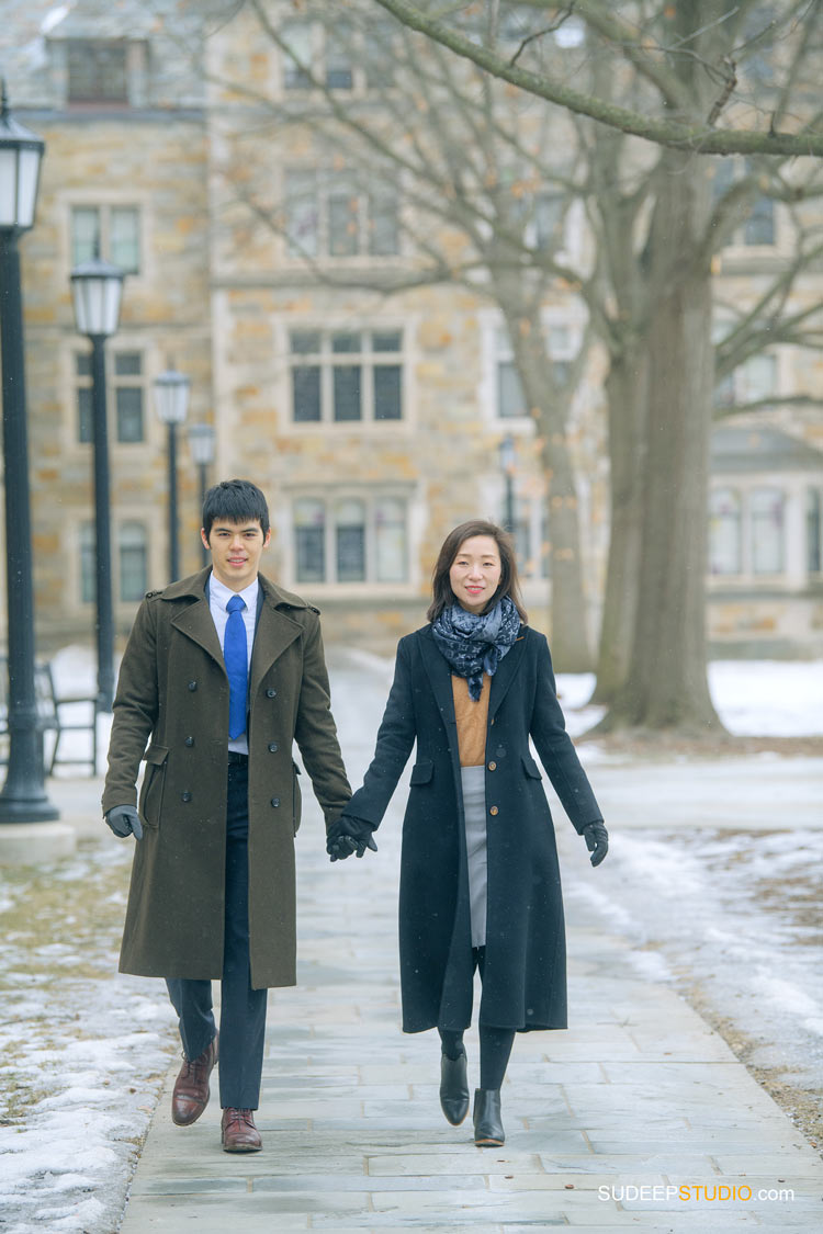 Ann Arbor Winter Snow Engagement Pictures in Ann Arbor Downtown by SudeepStudio.com Ann Arbor Wedding Photographer