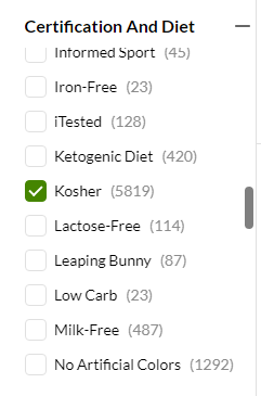 You can also now select only kosher foods in the filter and sort function under "certification and diet". Though you still need to use the 360 view sometimes to make sure it's a good hechsher (most are)
