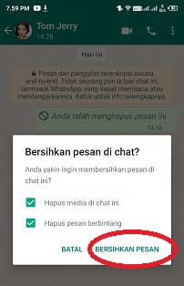 cara bersihkan chat whatsapp