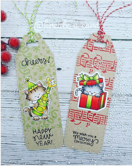 Becky's tags showcase Music and Purr-fect Present as well as Confetti and Newton's New Year by Newton's Nook Designs; #inkypaws, #newtonsnook, #holidaycards, #catcards, #cardmaking