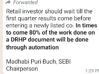 IPO Retail investor should wait till the first quarter results come before entering a newly listed co _ SEBI Chief Madhabi Puri