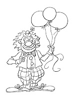 Clown with balloons coloring page