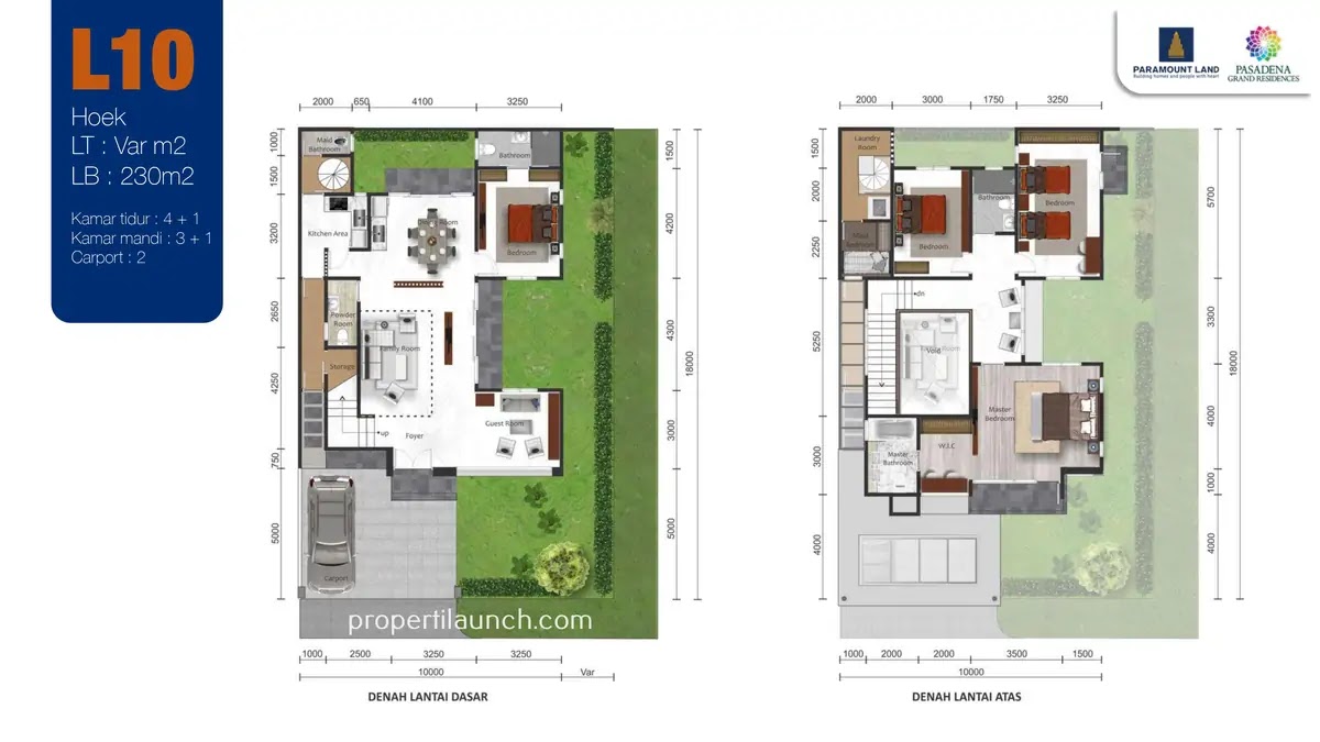 Denah Rumah Pasadena Grand Residences Tipe 10 Hook