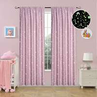 Fluorescent curtain with pink tress