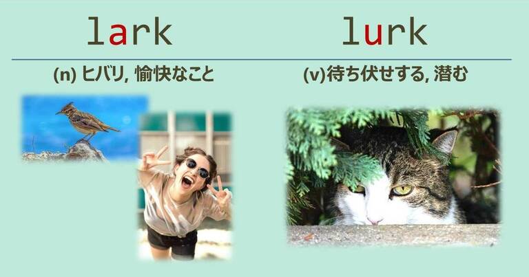 lark, lurk, スペルが似ている英単語