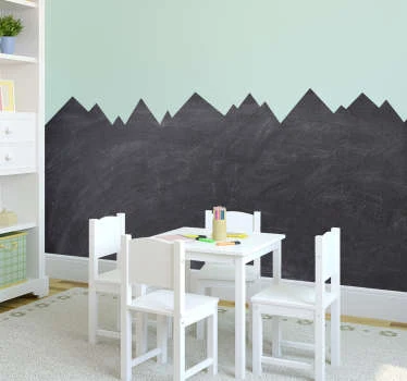 a mountain range chalkboard wall sticker in a nursery. Used with permission from tenstickers.co.uk