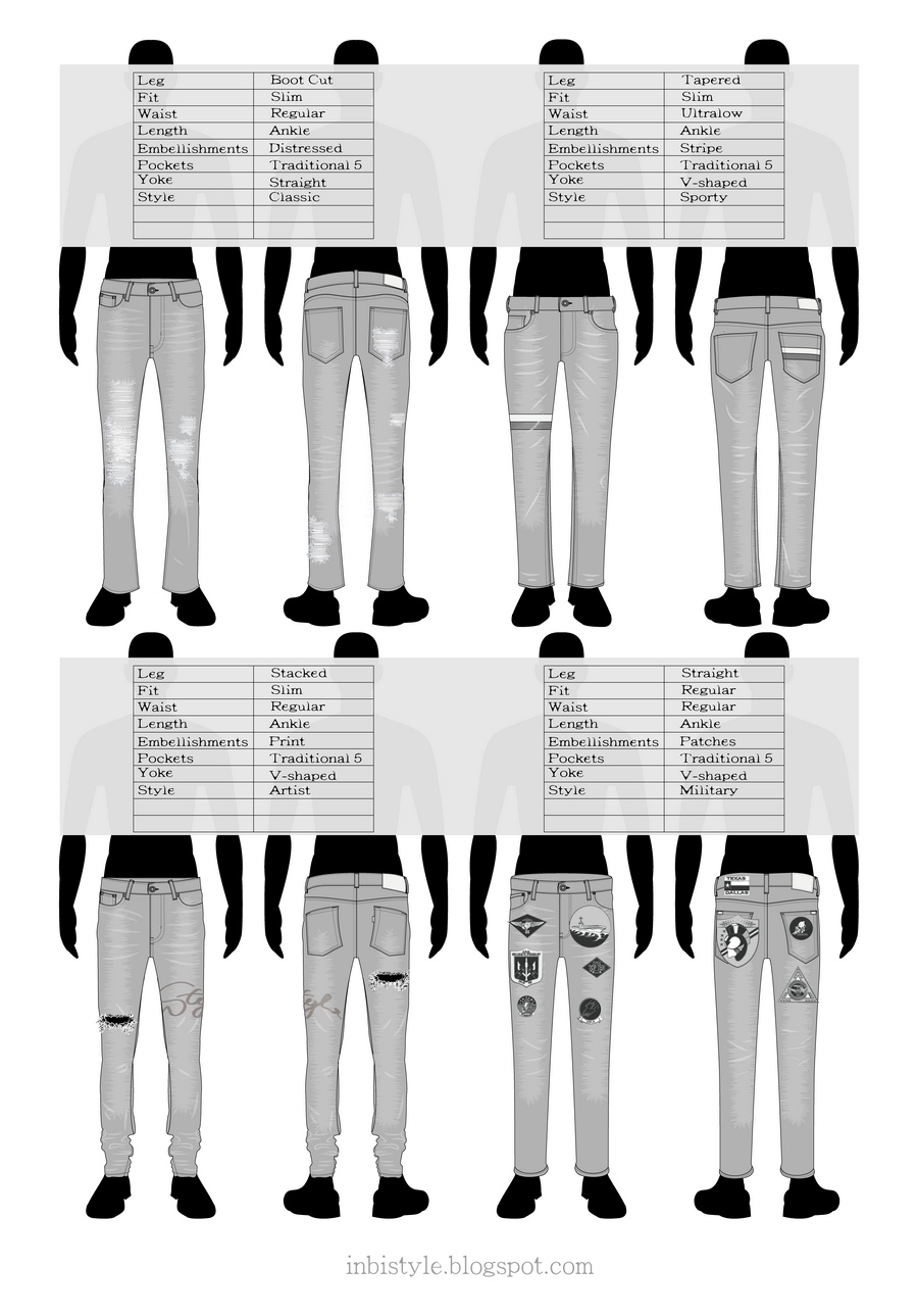 16 Types of Men's Jeans Template (1-4)