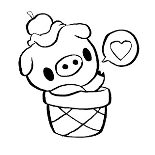 Pig in an ice cream cone coloring page