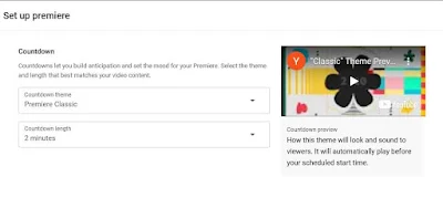 Premiere setting youtube