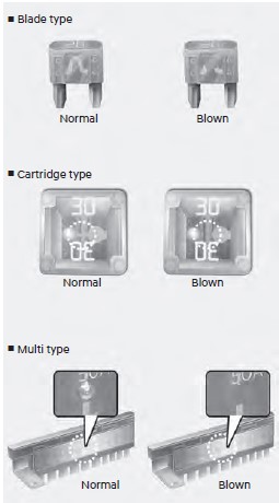 Fuse Types - Normal Fuse, Blown Fuse