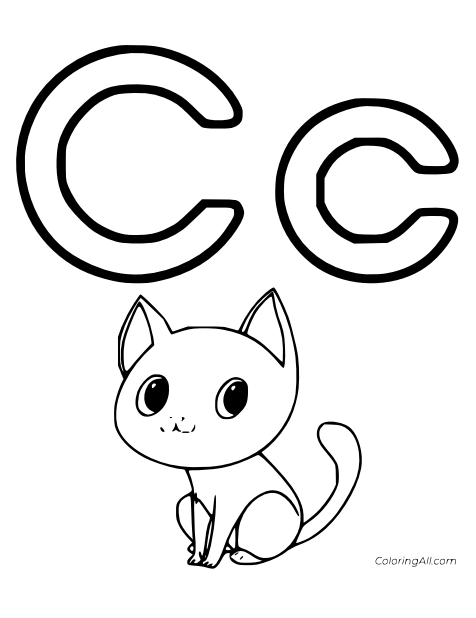 Letter C for Cat Coloring Pages