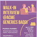 Walk in interview for Acme Generics Baddi on 11th Jan 24