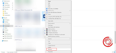 Setelah itu silakan kalian klik kanan di file yang ingin diubah namanya lalu pilih Rename. Jika tidak ada Rename silakan kalian gulir ke bawah
