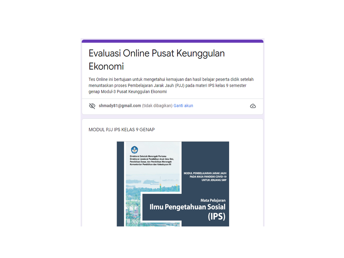 Evaluasi Online Pusat Keunggulan Ekonomi