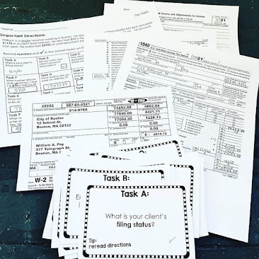 Tax Task Cards - Federal Income Tax 1040 activity updated every tax season