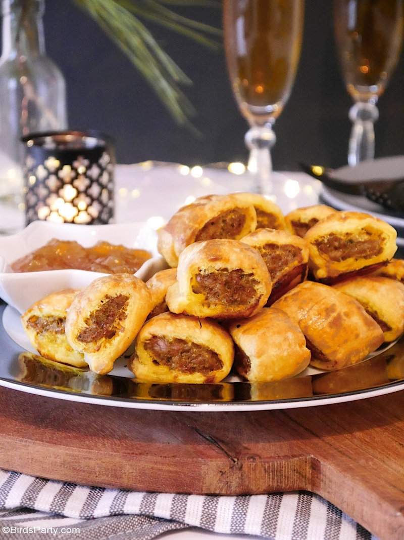 Apéritif de fête Rouleaux de Saucisse au Curry Rapide et Facile - peu coûteux , ce sont de délicieuses bouchées pour les fêtes de fin d'année!