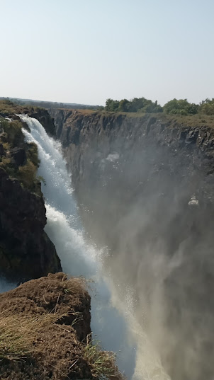 Victoria Falls viewed from Livingstone Island in Zambia.