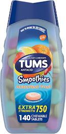 TUMS Smoothies Extra Strength Antacid Chewable Tablets for Heartburn Relief