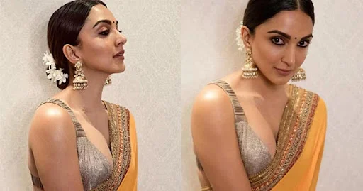 Kiara Advani saree cleavage hot actress