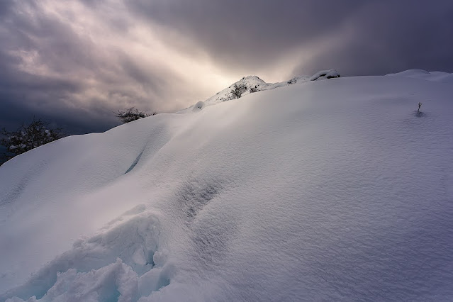 pico de la cruz en los montes de triano cargado de nieve tras el paso de la borrasca filomena