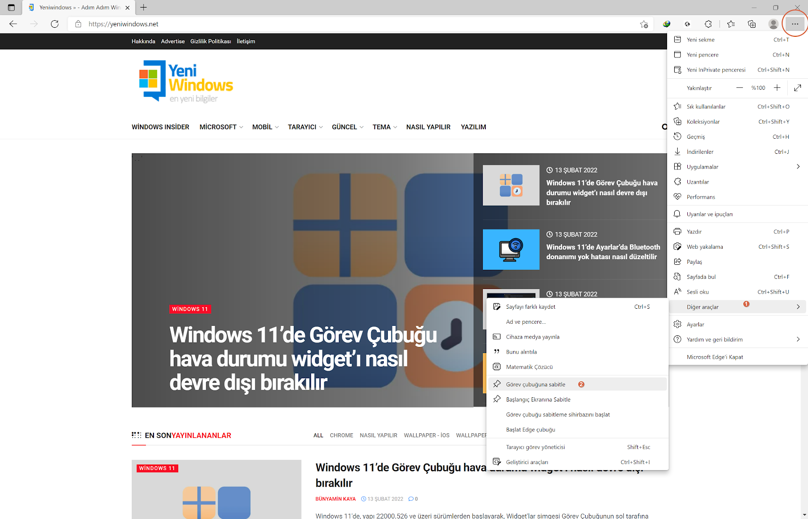 Windows 11'de Web Sitesi Görev Çubuğuna Nasıl Sabitlenir