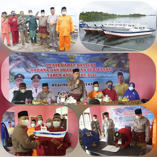 Bupati Lingga Mohammad Nizar Serahkan 6 Bantuan Pompong Untuk KUB Nelayan di Pulau Duyung dan Mensanak