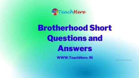 Brotherhood poem short questions and answers