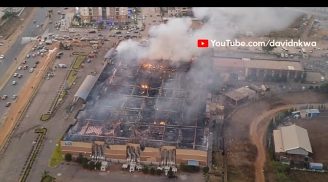 Drone Footage Of Next Cash And Carry Supermarket Fire In Abuja (Video) 