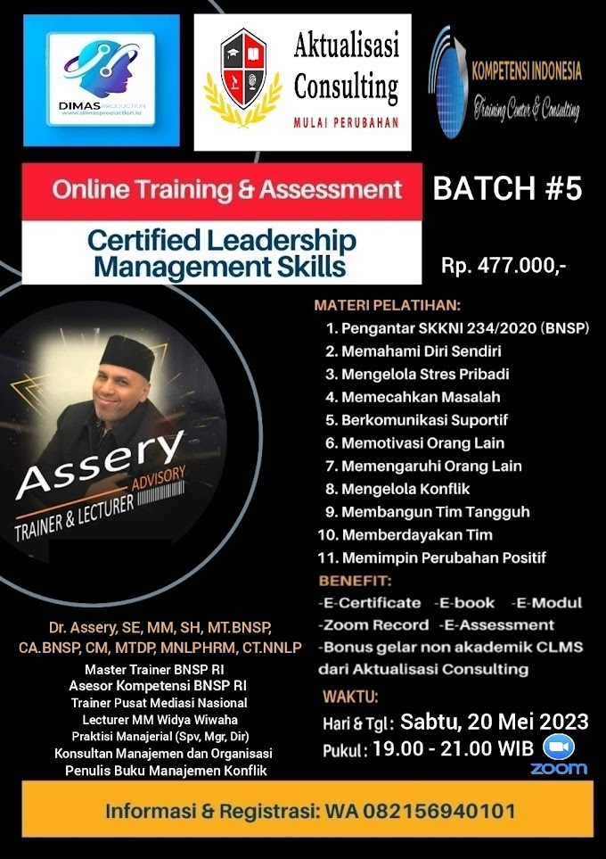 WA.0813-4645-1898 | Certified Leadership Management Skills (CLMS) 20 Mei 2023