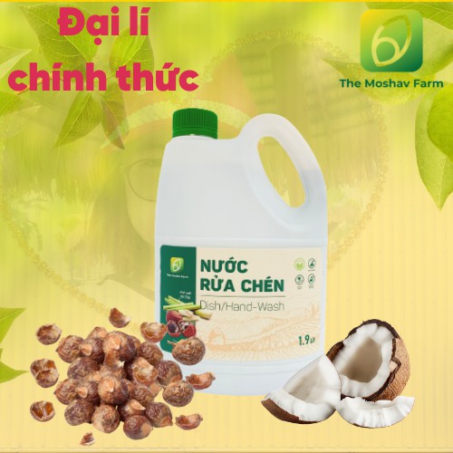 [ kha.minh.co ] Nước rửa chén bồ hòn The Moshav Farm, sạch bong chỉ vs 1 lần tráng, mềm mịn da tay, tinh thần sảng khoái, an toàn cho bé