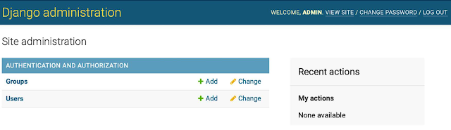 el panel de administración de Django, usuarios y grupos