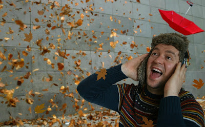 charlie, powell, self portrait, lovecharlie, man, male, me, comedy, fun, humour, christmas jumper, christmas hat, wind, windy, leaves