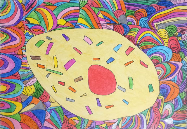 Donut painting - shortlisted in Khula Aasmaan online drawing and painting competition