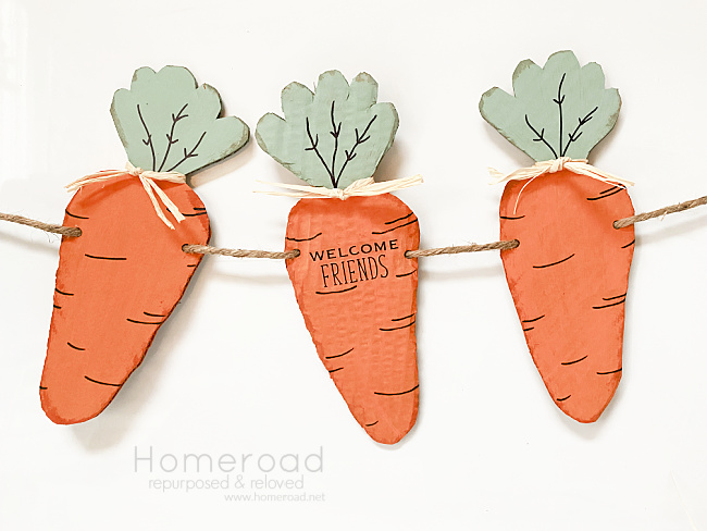 3 cardboard carrot garland