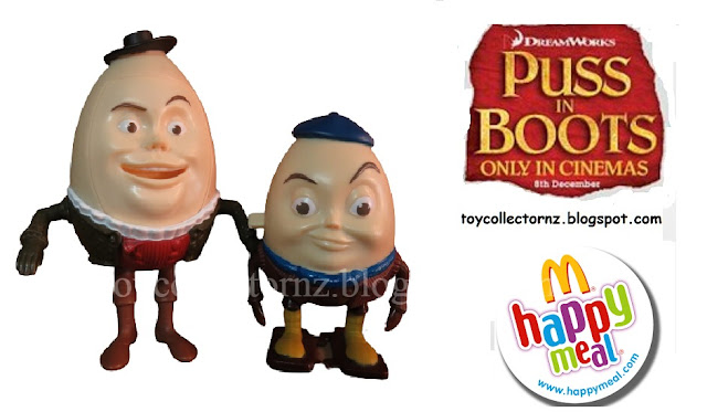 McDonalds Puss in Boots Happy Meal Toys 2011 Australia and New Zealand Humpty Dumpty Figure and Young Humpty Dumpty Figure