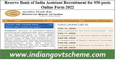 Assistant Recruitment for 950 posts