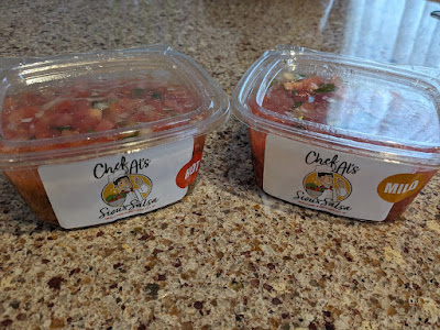 hot and mild containers of Chef Al's Sioux Salsa