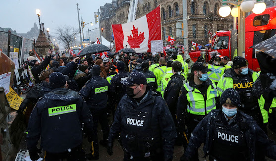 Canada police veterans protesters RCMP crackdown Ottawa violence brutality military compliance subservience unlawful orders corruption crime