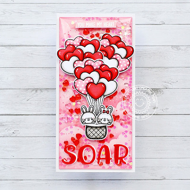Sunny Studio Stamps: Heart Bouquet Card by Marine Simon (featuring Balloon Rides, Chloe Alphabet Dies)