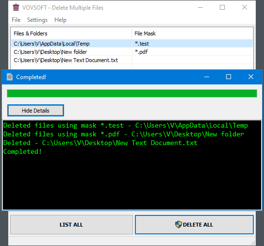 VovSoft Delete Multiple Files 1.5 screen 3